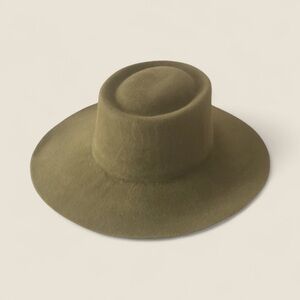 Brookes Boswell Olive Green Wool Felt Hat Wide Brim Unisex Size L